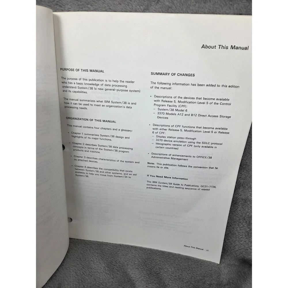 IBM Sytem/38 Introduction - Manual Eighth Edition 1984